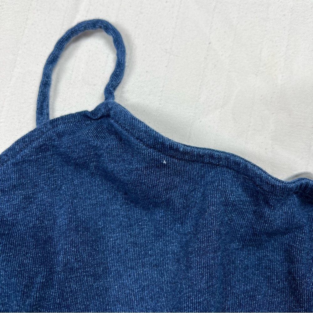 Mango Denim Keyhole Ruffle Tie Front Tank Top - Picture 9 of 9